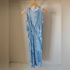 Blue and White Sleeveless Dress